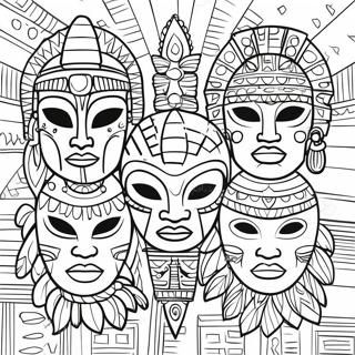 Selida Zographikes Me Polukhromes Maskes Aztekon 107772 44865