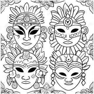 Selida Zographikes Me Polukhromes Maskes Aztekon 107772 44866