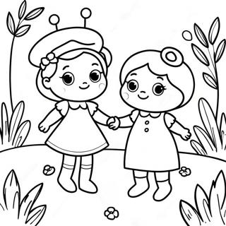 Σελίδα Ζωγραφικής Poppy And Viva Σε Μαγικό Κήπο Σελίδες Ζωγραφικής