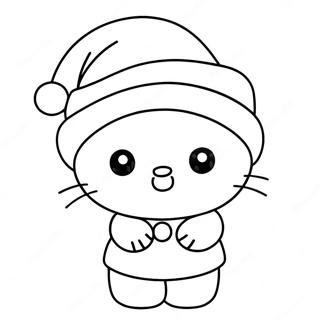 Σελίδα Χρωματισμού Χαριτωμένης Hello Kitty Με Σκούφο Άγιου Βασίλη Σελίδες Ζωγραφικής