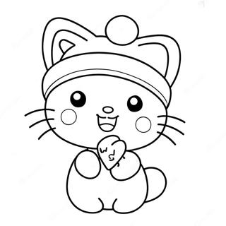 Σελίδα Χρωματισμού Χαριτωμένης Hello Kitty Με Σκούφο Άγιου Βασίλη Σελίδες Ζωγραφικής