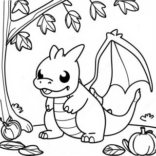Charizard Με Χρωματιστές Φύλλες Φθινοπώρου Σελίδα Ζωγραφικής Σελίδες Ζωγραφικής