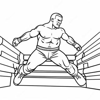 Συναρπαστική Σελίδα Χρωματισμού Παλαιστή Wwe Που Πηδάει Στον Αντίπαλο Σελίδες Ζωγραφικής