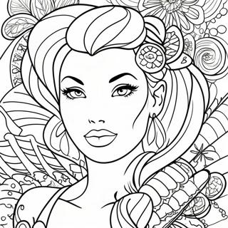 Διασκεδαστική Σελίδα Ζωγραφικής Τατουάζ Pin Up Σελίδες Ζωγραφικής