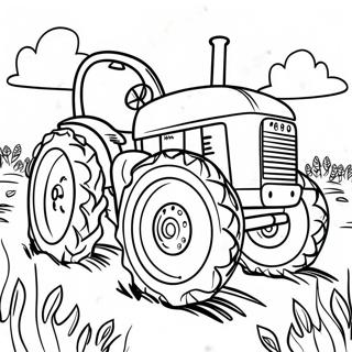 Κόκκινο Τρακτέρ Σε Χωράφι Σελίδα Ζωγραφικής Σελίδες Ζωγραφικής