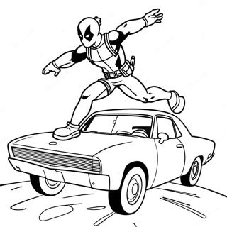 Selida Zographikes Me Ton Deadpool Na Pedaei Pano Apo Ena Autokineto 30559-6665