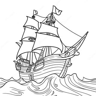 Selidaki Zographikes Me To Retro Peiratiko Ploio Se Kataigistikes Thalasses 37174-8131