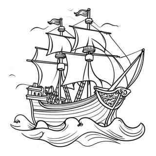 Selidaki Zographikes Me To Retro Peiratiko Ploio Se Kataigistikes Thalasses 37174-8132