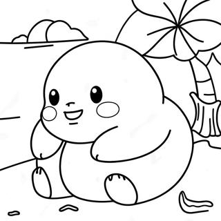 Selida Zographikes Tou Snorlax Pou Khalaronei Se Mia Paralia Σελίδες Ζωγραφικής