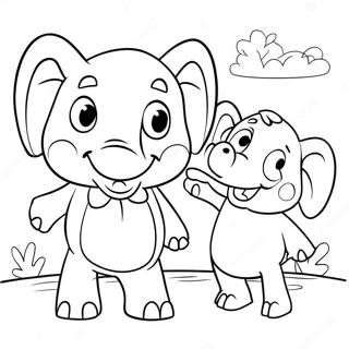 Selida Zographikes Tou Peripeteiodous Elephanta Kai Tou Piggie 44448-9723