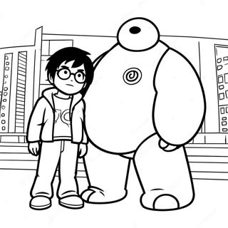 Ο Χίρο Χαμάντα Με Τον Baymax, Ζωγραφιά Σελίδες Ζωγραφικής