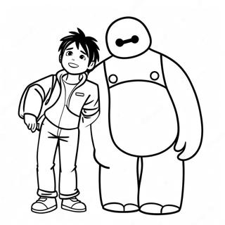 Ο Χίρο Χαμάντα Με Τον Baymax, Ζωγραφιά Σελίδες Ζωγραφικής