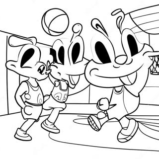 Σελίδα Χρωματισμού Με Μπάσκετ Space Jam Σελίδες Ζωγραφικής