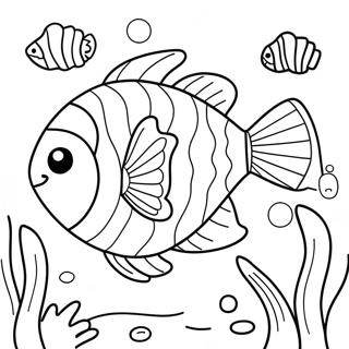 Χαριτωμένη Σελίδα Χρωματισμού Με Ψάρι Κάτω Από Το Νερό Σελίδες Ζωγραφικής
