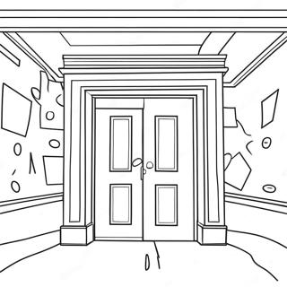 Σελίδα Ζωγραφικής Με Μυστηριώδες Δωμάτιο Roblox Doors Rush Σελίδες Ζωγραφικής